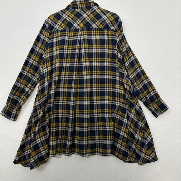 John Mark Tunic Top Womens M Plaid Button Up Long Line Lagenlook Boho Artsy - Picture 7 of 16